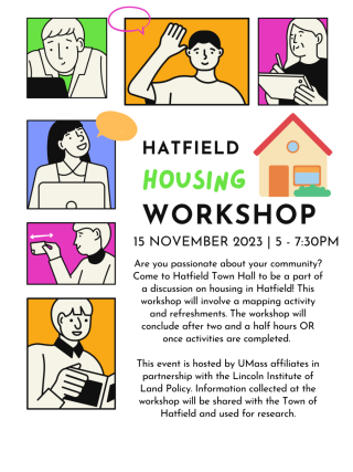 Hatfield Housing Workshop 11/15 @5PM in the lower level of Town Hall at 59 Main St